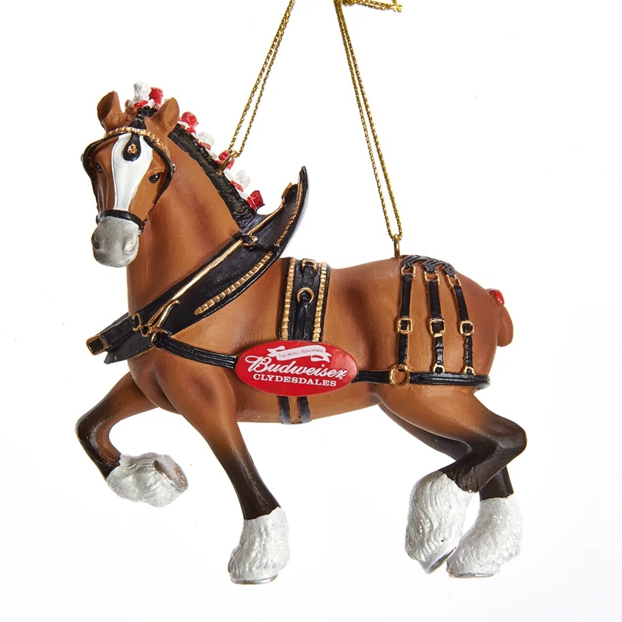 KSA Pack of 12 Brown and Black Budweiser Clydesdale Horse Christmas Ornaments 4.75"